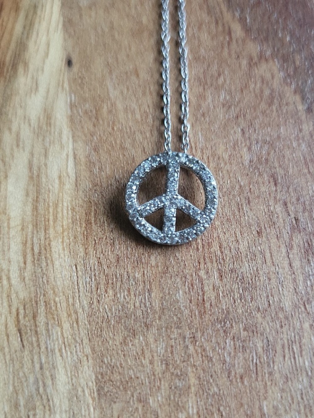 Silver Peace Sign Pendant Necklace - Women's Jewelry - Picture 2 of 4